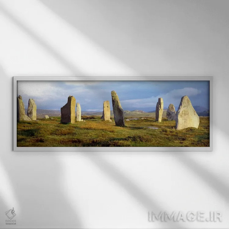 تابلو Isle Of Lewis, Outer Hebrides, Scotland, United Kingdom,سنگهای کالانیش، جزیره لوئیس، اوتر هبریدز، اسکاتلند، بریتانیا اثر پانورامیک ایمجز (استودیو عکاسی عریض) - نمای قابدار سفید
