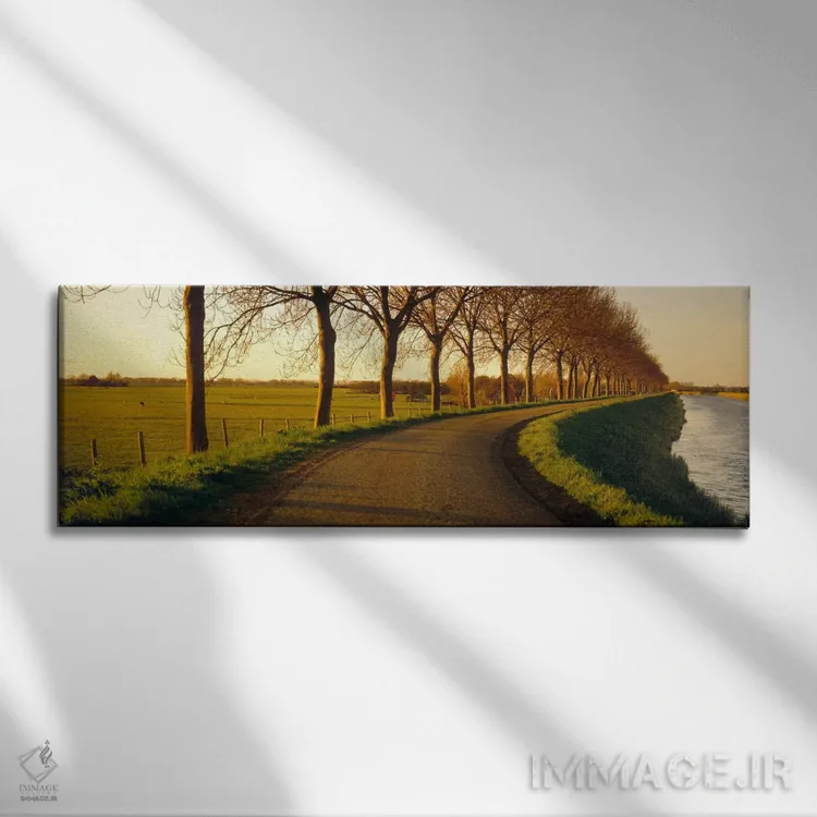 تابلو Noordbeemster, North Holland, Netherlands,جاده ساحلی مشجر، نوردبیمستر، شمال هلند، هلند اثر پانورامیک ایمجز (استودیو عکاسی عریض) - نمای روبهرو روی دیوار