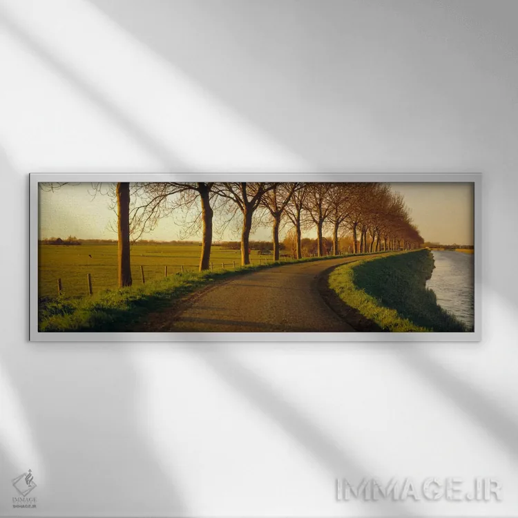 تابلو Noordbeemster, North Holland, Netherlands,جاده ساحلی مشجر، نوردبیمستر، شمال هلند، هلند اثر پانورامیک ایمجز (استودیو عکاسی عریض) - نمای قابدار سفید