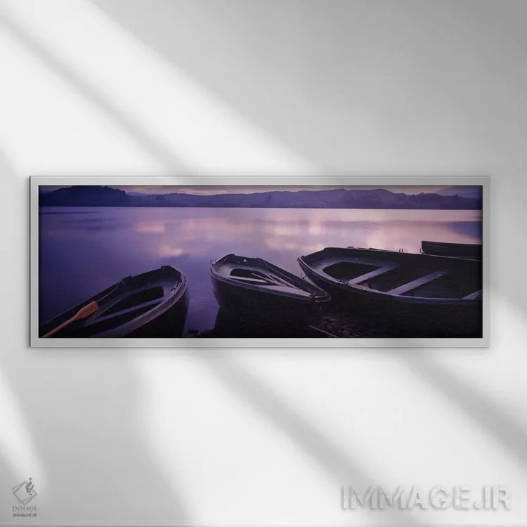تابلو Loch Awe, Argyll and Bute, Highlands, Scotland, United Kingdom,قایقهای پارویی به گل نشسته در دریاچه آو، آرگیل و بیوت، ارتفاعات اسکاتلند، بریتانیا اثر پانورامیک ایمجز (استودیو عکاسی عریض) - نمای قابدار سفید