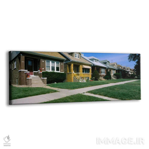 تابلو Berwyn, Chicago, Cook County, Illinois, USA,خانههای یکطبقه ردیفی، برووین، شیکاگو، ایلینوی، آمریکا اثر پانورامیک ایمجز (استودیو عکاسی عریض) - نمای پرسپکتیو محصول