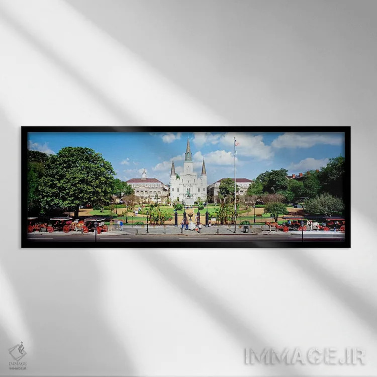 تابلو New Orleans, Louisiana, USA,میدان جکسون، نیواورلئان، لوئیزیانا، آمریکا اثر پانورامیک ایمجز (استودیو عکاسی عریض) - نمای قابدار مشکی