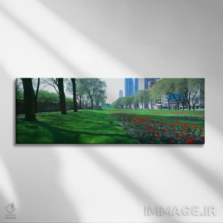 تابلو Loop, Cityscape, Grant Park, Chicago, Illinois, USA,باغهای عمومی، منطقه لوپ، پارک گرانت، شیکاگو، ایلینوی، آمریکا اثر پانورامیک ایمجز (استودیو عکاسی عریض) - نمای روبهرو روی دیوار