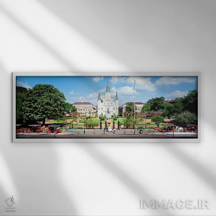 تابلو New Orleans, Louisiana, USA,میدان جکسون، نیواورلئان، لوئیزیانا، آمریکا اثر پانورامیک ایمجز (استودیو عکاسی عریض) - نمای قابدار سفید