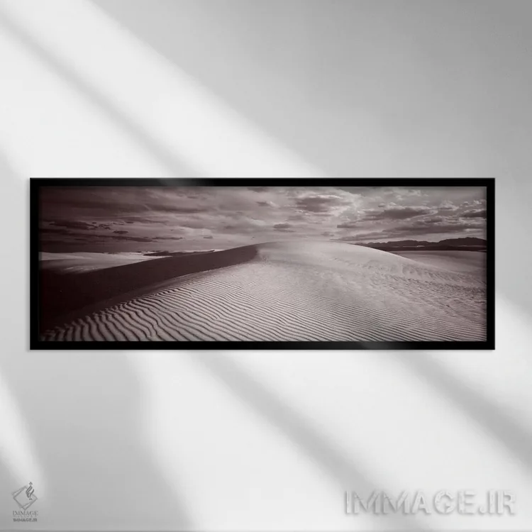 تابلو White Sands National Monument, Tularosa Basin, New Mexico,چشمانداز ابری در سیاه و سفید، یادمان ملی شنهای سفید، حوضه تولاروسا، نیومکزیکو اثر پانورامیک ایمجز (استودیو عکاسی عریض) - نمای قابدار مشکی