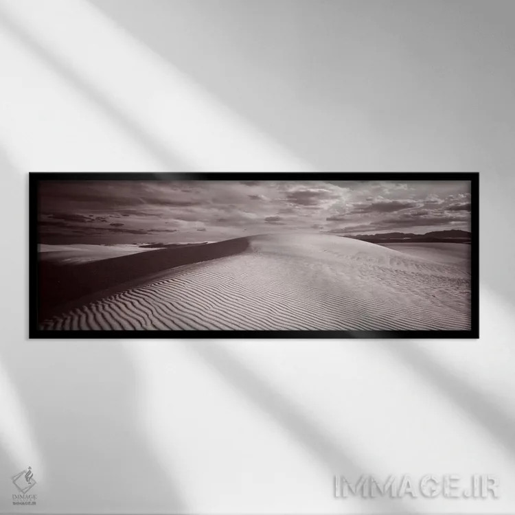 تابلو White Sands National Monument, Tularosa Basin, New Mexico,چشمانداز ابری در سیاه و سفید، یادمان ملی شنهای سفید، حوضه تولاروسا، نیومکزیکو اثر پانورامیک ایمجز (استودیو عکاسی عریض) - نمای قابدار مشکی