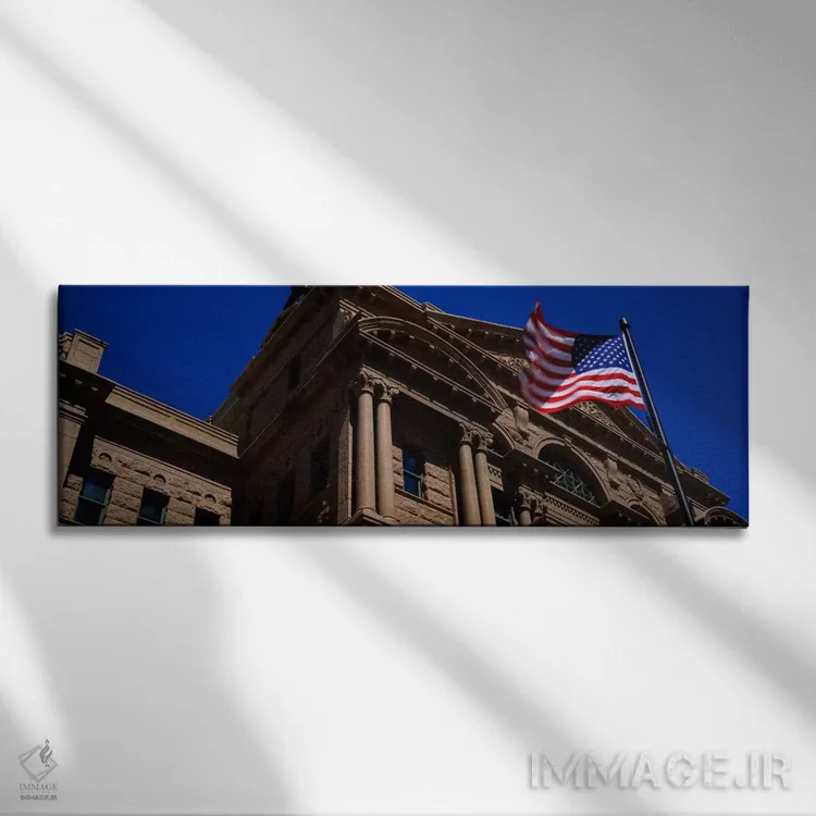 تابلو Fort Worth, Texas, USA,نمای پایین از ساختمان دادگستری، فورت ورث، تگزاس، آمریکا اثر پانورامیک ایمجز (استودیو عکاسی عریض) - نمای روبهرو روی دیوار