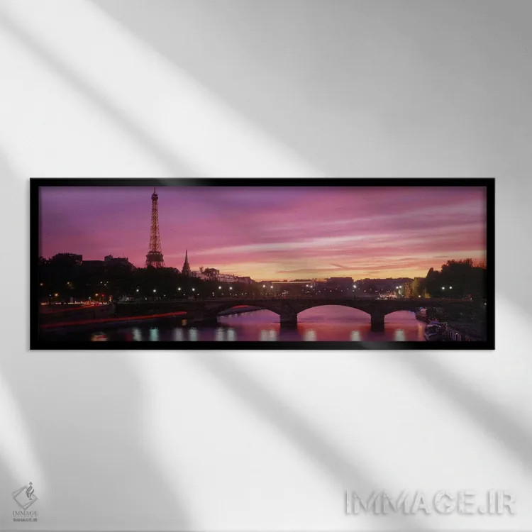 تابلو Paris, Ile-de-France, France,غروب سرخابی، پاریس، ایل-دو-فرانس، فرانسه اثر پانورامیک ایمجز (استودیو عکاسی عریض) - نمای قابدار مشکی