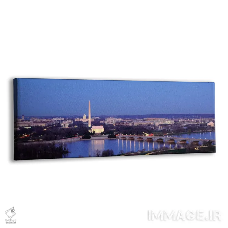 تابلو Washington DC, District of Columbia, USA,پل بر فراز رودخانه، بنای یادبود واشنگتن، واشنگتن دیسی، آمریکا اثر پانورامیک ایمجز (استودیو عکاسی عریض) - نمای پرسپکتیو محصول