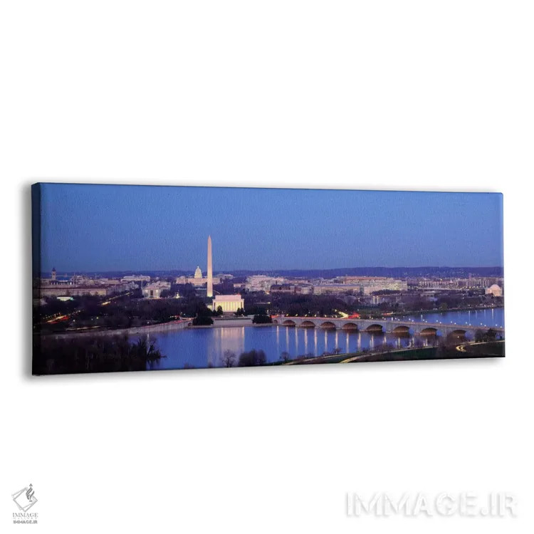 تابلو Washington DC, District of Columbia, USA,پل بر فراز رودخانه، بنای یادبود واشنگتن، واشنگتن دیسی، آمریکا اثر پانورامیک ایمجز (استودیو عکاسی عریض) - نمای پرسپکتیو محصول