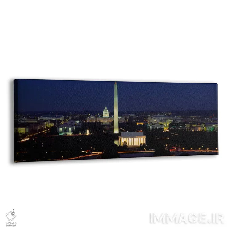 تابلو Washington DC, District of Columbia, USA,ساختمانهای روشنشده در شب، بنای یادبود واشنگتن، واشنگتن دیسی، آمریکا اثر پانورامیک ایمجز (استودیو عکاسی عریض) - نمای پرسپکتیو محصول