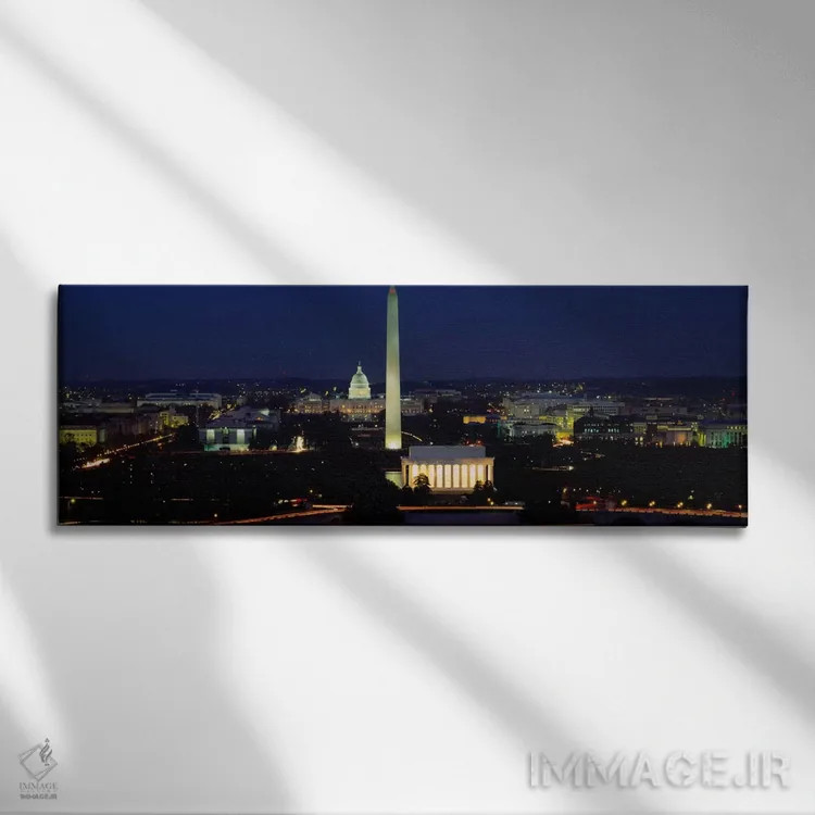 تابلو Washington DC, District of Columbia, USA,ساختمانهای روشنشده در شب، بنای یادبود واشنگتن، واشنگتن دیسی، آمریکا اثر پانورامیک ایمجز (استودیو عکاسی عریض) - نمای روبهرو روی دیوار