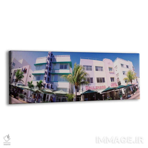 تابلو Miami Beach, Florida, USA,نمای پایین به ساختمانها در شهر، میامی بیچ، فلوریدا، آمریکا اثر پانورامیک ایمجز (استودیو عکاسی عریض) - نمای پرسپکتیو محصول