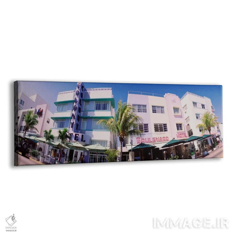 تابلو Miami Beach, Florida, USA,نمای پایین به ساختمانها در شهر، میامی بیچ، فلوریدا، آمریکا اثر پانورامیک ایمجز (استودیو عکاسی عریض) - نمای پرسپکتیو محصول