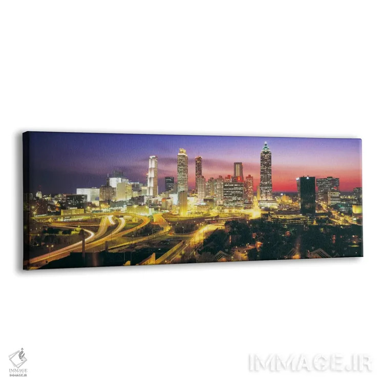 تابلو Dusk, Illuminated, Atlanta, Georgia, USA,چشمانداز شهری در شب، غروب و نورپردازی، آتلانتا، جورجیا، آمریکا اثر پانورامیک ایمجز (استودیو عکاسی عریض) - نمای پرسپکتیو محصول