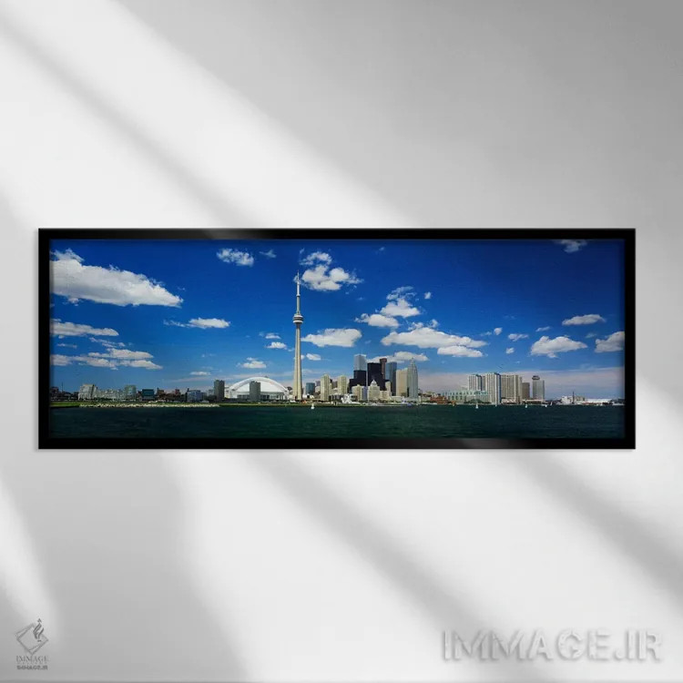 تابلو Toronto, Ontario, Canada,خط افق مرکز شهر تورنتو در نمایی از دریاچه انتاریو، کانادا اثر پانورامیک ایمجز (استودیو عکاسی عریض) - نمای قابدار مشکی