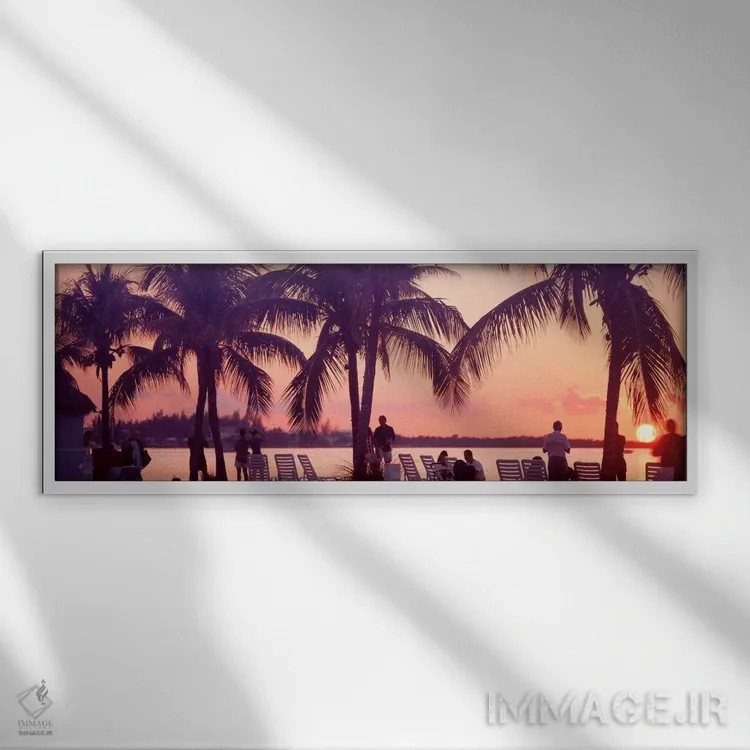 تابلو Miami Beach, Florida, USA,غروب آفتاب بر ساحل، میامی بیچ، فلوریدا، آمریکا اثر پانورامیک ایمجز (استودیو عکاسی عریض) - نمای قابدار سفید