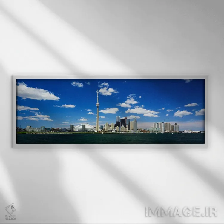تابلو Toronto, Ontario, Canada,خط افق مرکز شهر تورنتو در نمایی از دریاچه انتاریو، کانادا اثر پانورامیک ایمجز (استودیو عکاسی عریض) - نمای قابدار سفید