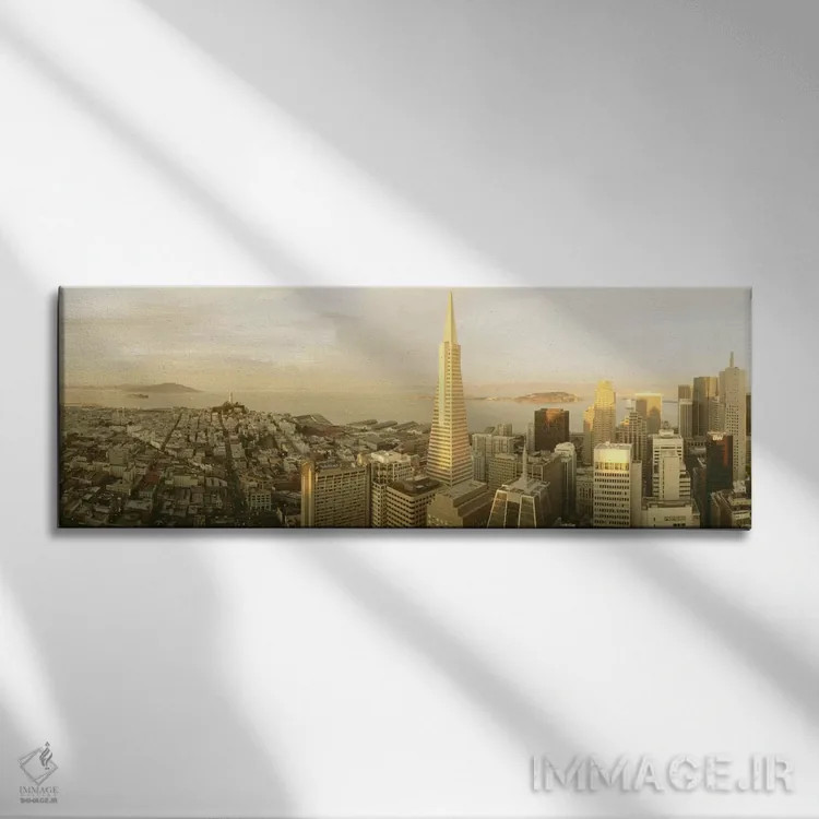 تابلو San Francisco, California, USA,نمای هوایی (با هرم ترنسآمریکا)، سانفرانسیسکو، کالیفرنیا، آمریکا اثر پانورامیک ایمجز (استودیو عکاسی عریض) - نمای روبهرو روی دیوار