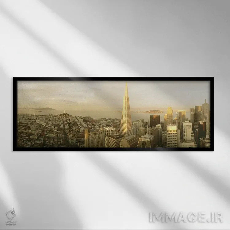 تابلو San Francisco, California, USA,نمای هوایی (با هرم ترنسآمریکا)، سانفرانسیسکو، کالیفرنیا، آمریکا اثر پانورامیک ایمجز (استودیو عکاسی عریض) - نمای قابدار مشکی