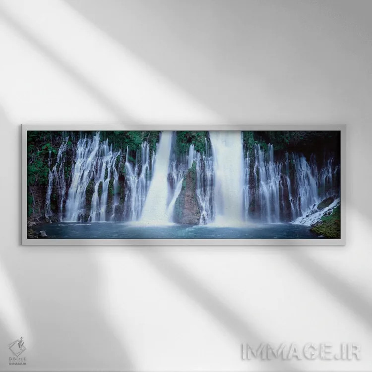 تابلو McArthur-Burney Falls Memorial State Park, Shasta County, California, USA,آبشار برنی، پارک ایالتی یادبود مکآرتور-برنی فالز، شهرستان شاستا، کالیفرنیا، آمریکا اثر پانورامیک ایمجز (استودیو عکاسی عریض) - نمای قابدار سفید