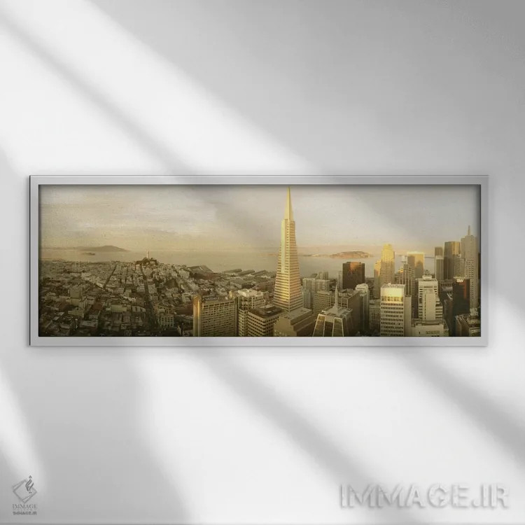 تابلو San Francisco, California, USA,نمای هوایی (با هرم ترنسآمریکا)، سانفرانسیسکو، کالیفرنیا، آمریکا اثر پانورامیک ایمجز (استودیو عکاسی عریض) - نمای قابدار سفید
