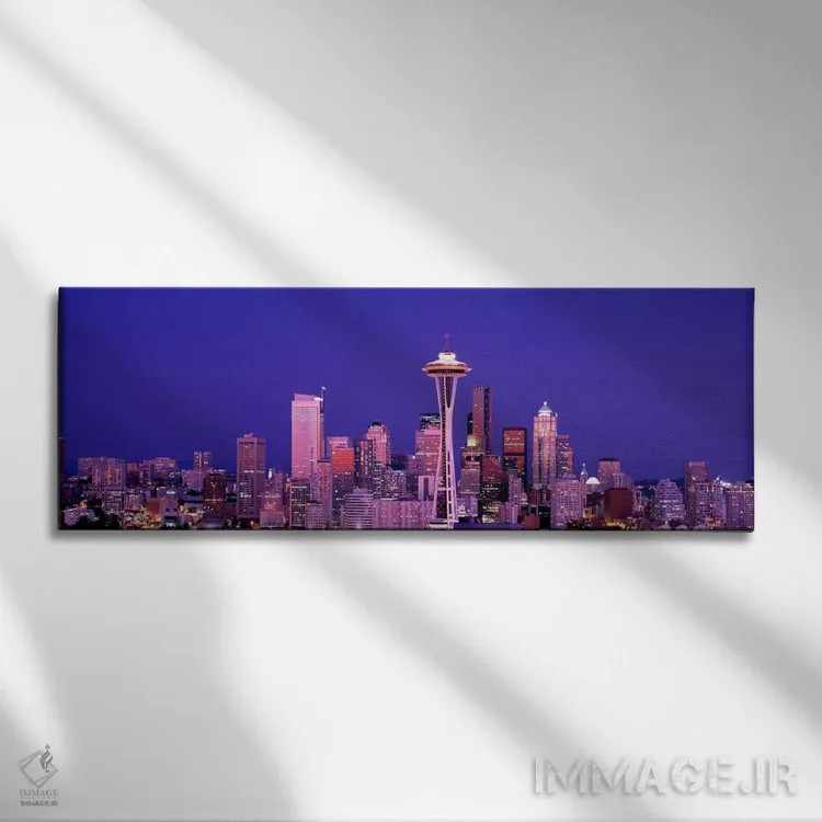 تابلو Seattle, night,آمریکا، واشینگتن، سیاتل، شب اثر پانورامیک ایمجز (استودیو عکاسی عریض) - نمای روبهرو روی دیوار