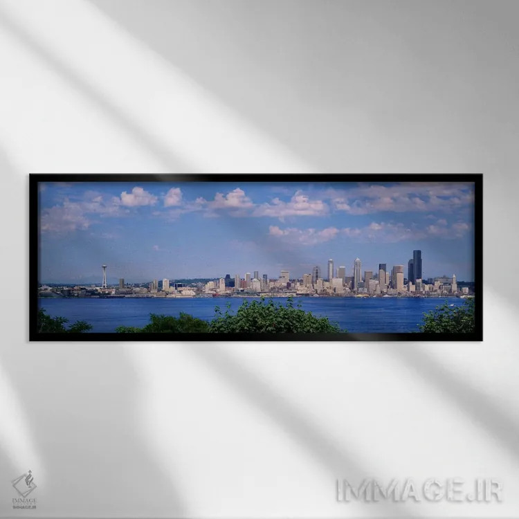 تابلو Seattle, Washington State, USA,چشمانداز شهری پوگت ساوند، سیاتل، ایالت واشینگتن، آمریکا اثر پانورامیک ایمجز (استودیو عکاسی عریض) - نمای قابدار مشکی