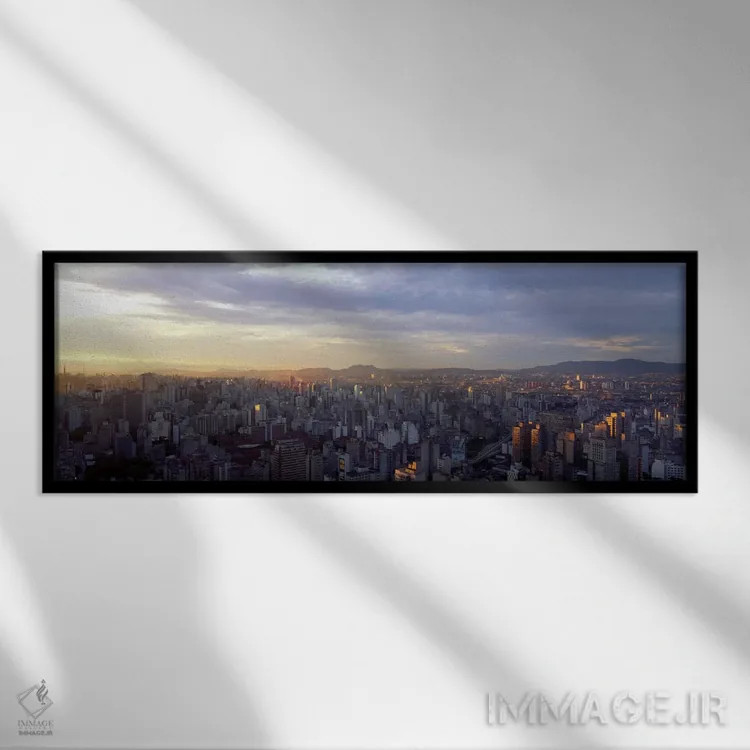 تابلو Sao Paulo, Brazil,نمای بالا از مرکز شهر، سائو پائولو، برزیل اثر پانورامیک ایمجز (استودیو عکاسی عریض) - نمای قابدار مشکی