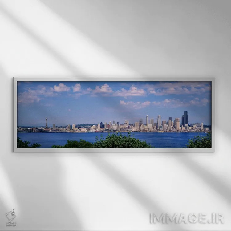 تابلو Seattle, Washington State, USA,چشمانداز شهری پوگت ساوند، سیاتل، ایالت واشینگتن، آمریکا اثر پانورامیک ایمجز (استودیو عکاسی عریض) - نمای قابدار سفید