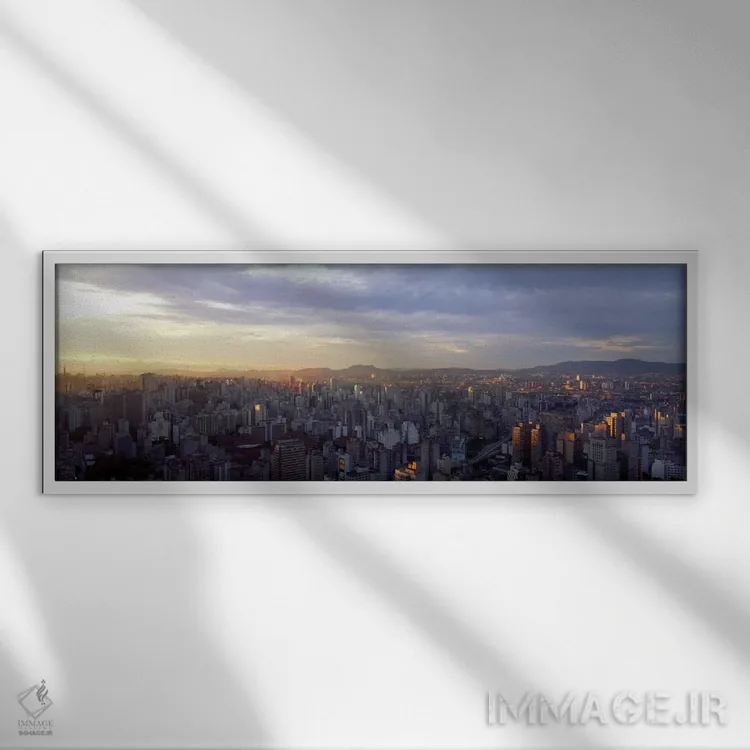 تابلو Sao Paulo, Brazil,نمای بالا از مرکز شهر، سائو پائولو، برزیل اثر پانورامیک ایمجز (استودیو عکاسی عریض) - نمای قابدار سفید