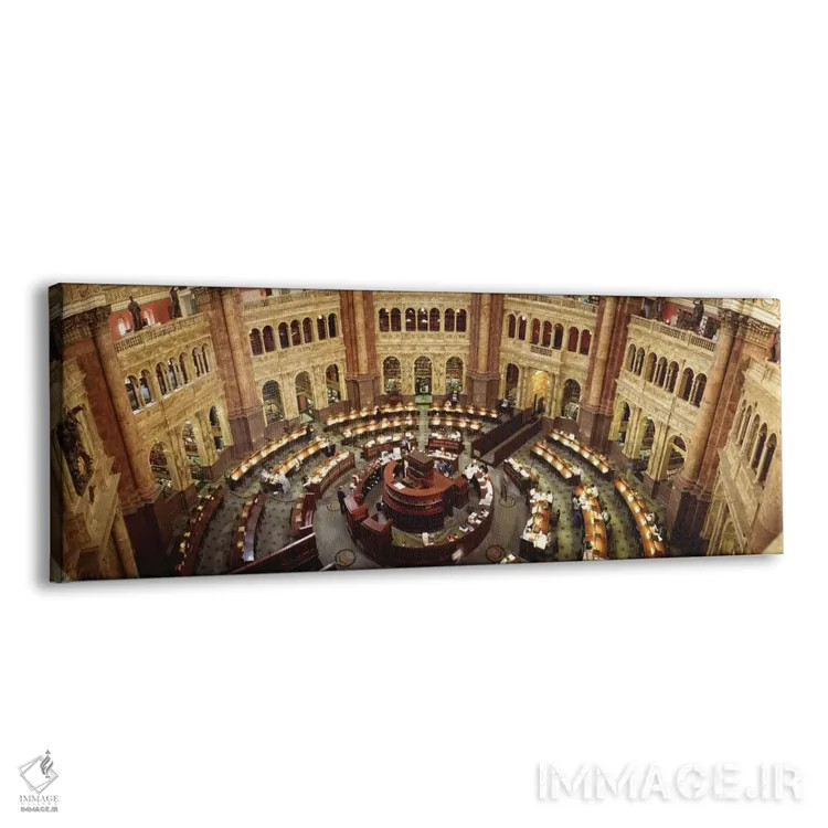 تابلو Washington DC, USA,نمای بالا از سالن مطالعه کتابخانه کنگره، واشنگتن دیسی، آمریکا اثر پانورامیک ایمجز (استودیو عکاسی عریض) - نمای پرسپکتیو محصول