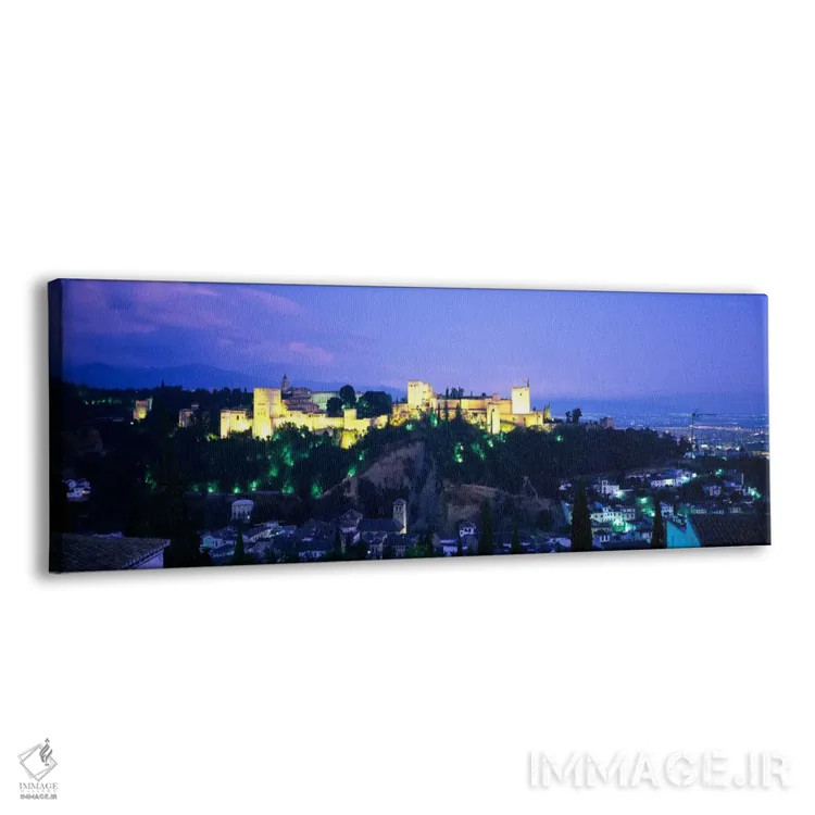تابلو Granada, Andalusia, Spain,الحمرا روشن در شب، گرانادا، اندلس، اسپانیا اثر پانورامیک ایمجز (استودیو عکاسی عریض) - نمای پرسپکتیو محصول