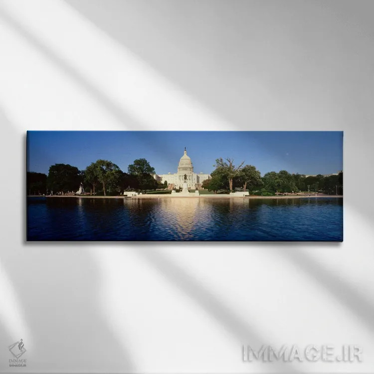 تابلو US Capitol Building,ایالات متحده، واشنگتن دیسی، ساختمان کنگره آمریکا اثر پانورامیک ایمجز (استودیو عکاسی عریض) - نمای روبهرو روی دیوار
