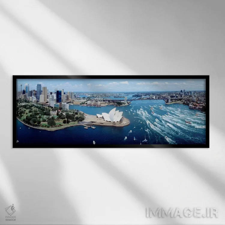 تابلو Sydney, aerial,استرالیا، سیدنی، نمای هوایی اثر پانورامیک ایمجز (استودیو عکاسی عریض) - نمای قابدار مشکی