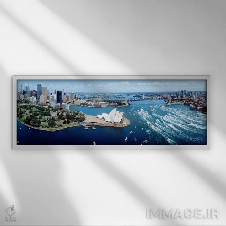تابلو Sydney, aerial,استرالیا، سیدنی، نمای هوایی اثر پانورامیک ایمجز (استودیو عکاسی عریض) - نمای قابدار سفید