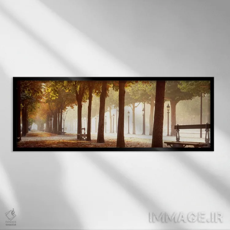 تابلو Paris, Ile-de-France, France,پیادهروی کنار خیابان شانزهلیزه، پاریس، فرانسه اثر پانورامیک ایمجز (استودیو عکاسی عریض) - نمای قابدار مشکی