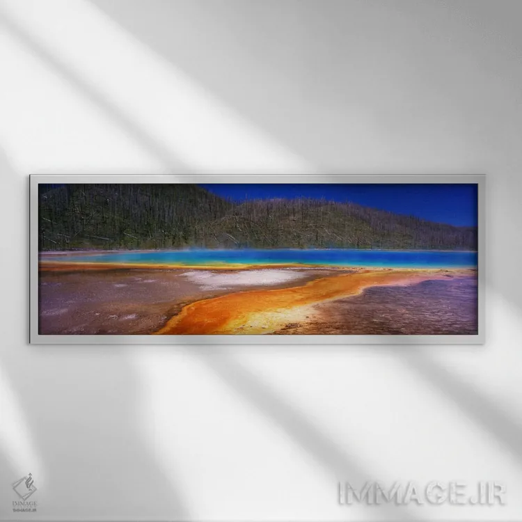 تابلو Wyoming, USA,چشمه بزرگ منشوری، پارک ملی یلواستون، وایومینگ، آمریکا اثر پانورامیک ایمجز (استودیو عکاسی عریض) - نمای قابدار سفید