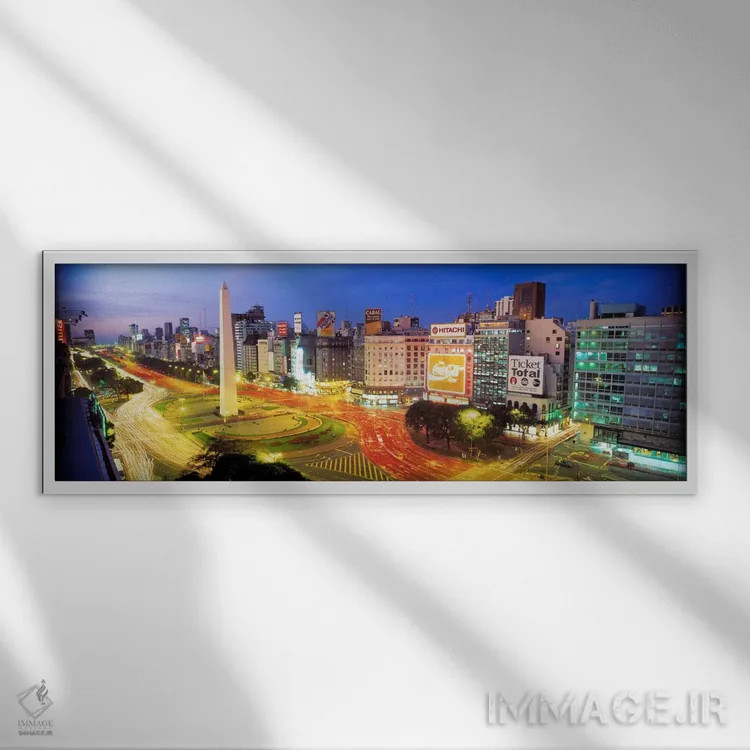 تابلو Plaza de la Republica, Buenos Aires, Argentina,ابلیسک بوئنوس آیرس، میدان جمهوری، بوئنوس آیرس، آرژانتین اثر پانورامیک ایمجز (استودیو عکاسی عریض) - نمای قابدار سفید