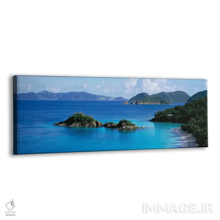 تابلو St. John, Trunk Bay, Rock formation in the sea,جزایر ویرجین ایالات متحده، سنت جان، خلیج ترانک، تشکیلات صخرهای در دریا اثر پانورامیک ایمجز (استودیو عکاسی عریض) - نمای پرسپکتیو محصول