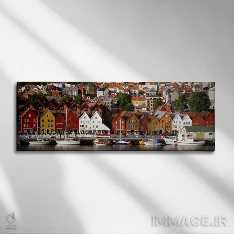 تابلو برگن، نروژ اثر پانورامیک ایمجز (استودیو عکاسی عریض) - نمای روبهرو روی دیوار
