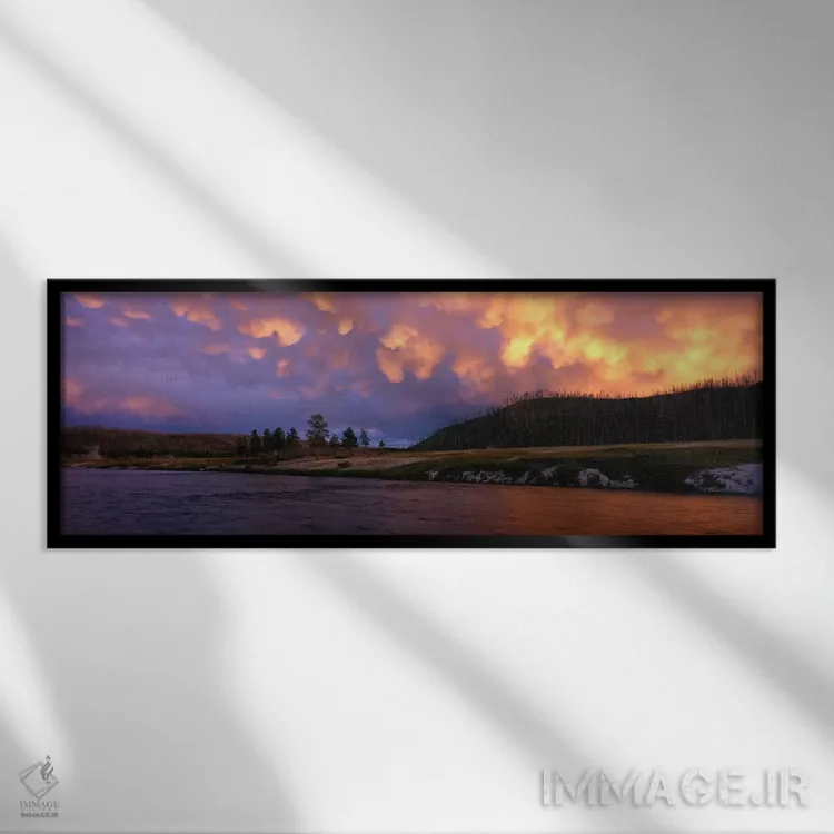 تابلو رودخانه فایرهول، پارک ملی یلواستون، وایومینگ، ایالات متحده اثر پانورامیک ایمجز (استودیو عکاسی عریض) - نمای قابدار مشکی
