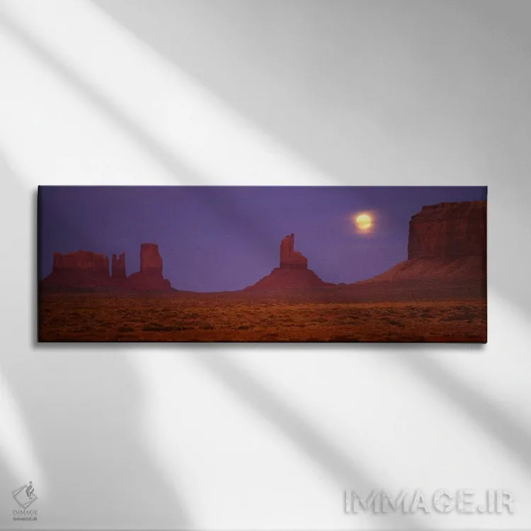 تابلو Navajo Nation, Arizona, USA,ماه کامل بر فراز دره مونیومنت، سرخپوستان ناواهو، آریزونا، ایالات متحده اثر پانورامیک ایمجز (استودیو عکاسی عریض) - نمای روبهرو روی دیوار