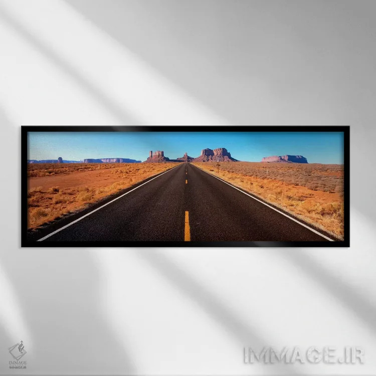 تابلو Navajo Nation, Utah, USA,منظره دره مانیومنت از جاده ۱۶۳ آمریکا، ملت ناواهو، یوتا، آمریکا اثر پانورامیک ایمجز (استودیو عکاسی عریض) - نمای قابدار مشکی