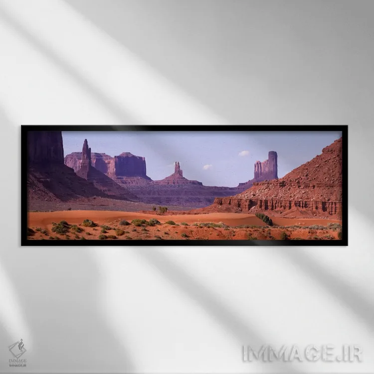 تابلو Monument Valley, Arizona, USA,نمای رو به شمالغرب از اولین نشانه در دره، دره مانیومنت، آریزونا، آمریکا اثر پانورامیک ایمجز (استودیو عکاسی عریض) - نمای قابدار مشکی