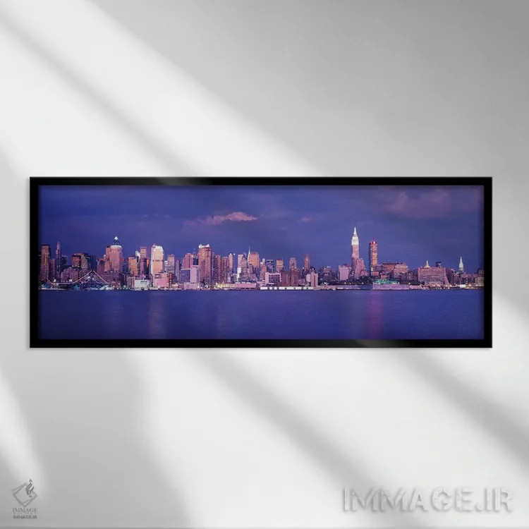 تابلو NYC, New York City, New York State, USA,رودخانه هادسون، نیویورک سیتی، ایالت نیویورک، آمریکا اثر پانورامیک ایمجز (استودیو عکاسی عریض) - نمای قابدار مشکی