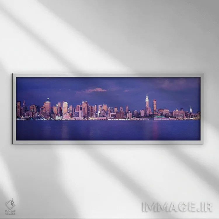 تابلو NYC, New York City, New York State, USA,رودخانه هادسون، نیویورک سیتی، ایالت نیویورک، آمریکا اثر پانورامیک ایمجز (استودیو عکاسی عریض) - نمای قابدار سفید