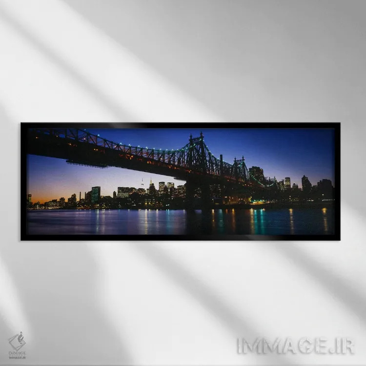 تابلو New York City, 59th Street Bridge,پل خیابان ۵۹، نیویورک سیتی، آمریکا اثر پانورامیک ایمجز (استودیو عکاسی عریض) - نمای قابدار مشکی