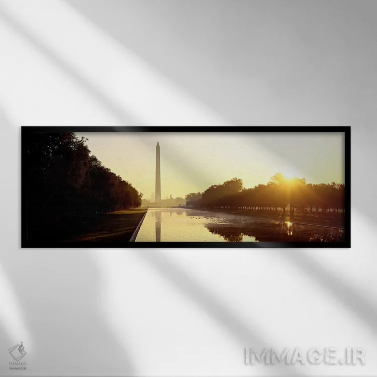 تابلو District of Columbia, USA,بنای یادبود واشنگتن، واشنگتن دیسی، ایالات متحده آمریکا اثر پانورامیک ایمجز (استودیو عکاسی عریض) - نمای قابدار مشکی