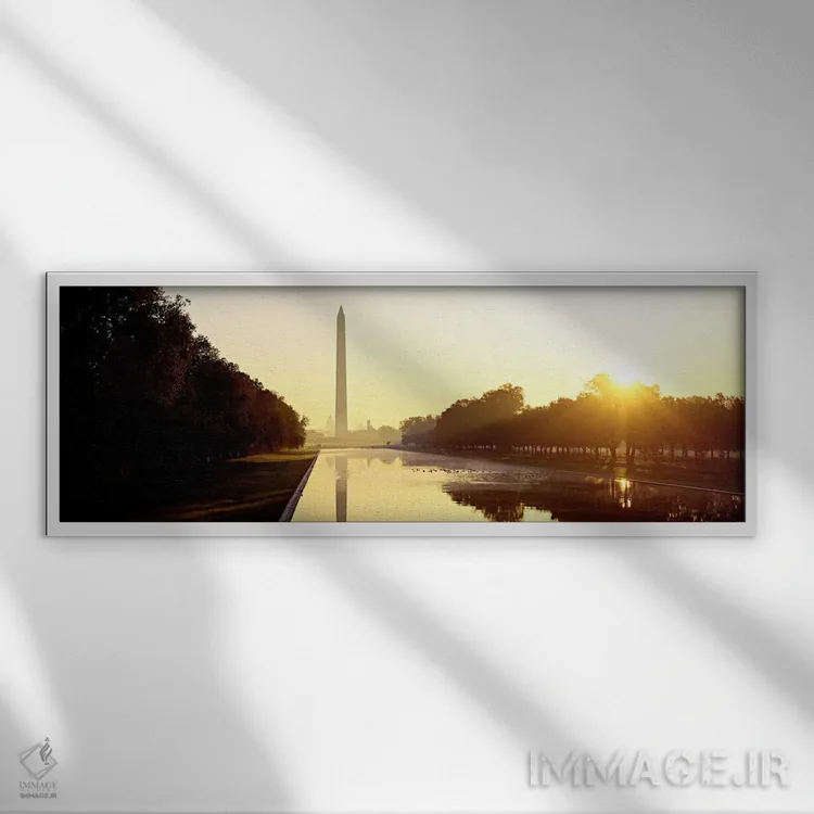 تابلو District of Columbia, USA,بنای یادبود واشنگتن، واشنگتن دیسی، ایالات متحده آمریکا اثر پانورامیک ایمجز (استودیو عکاسی عریض) - نمای قابدار سفید